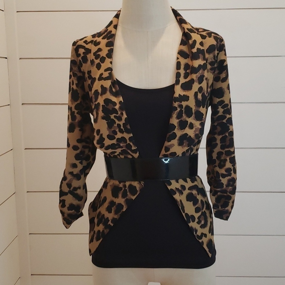 OCTOBER SKY small cheetah animal print draping jacket